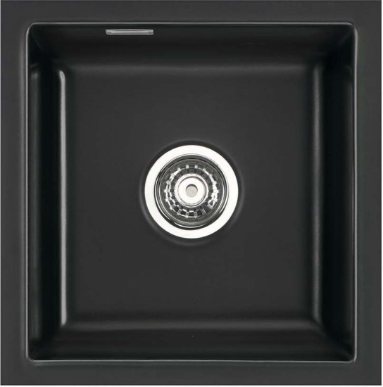 Zlewozmywak ceramiczny SYSTEMCERAM Mera 40 U Nero Korek automatyczny 5356 01