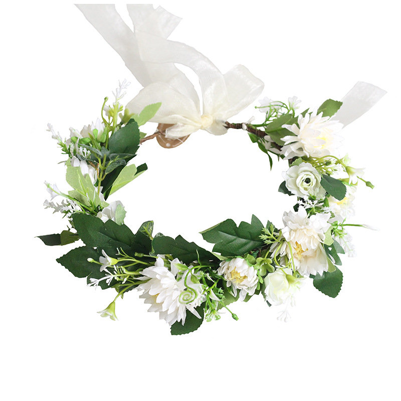 Wianek na głowę ze sztucznych kwiatów białe róże