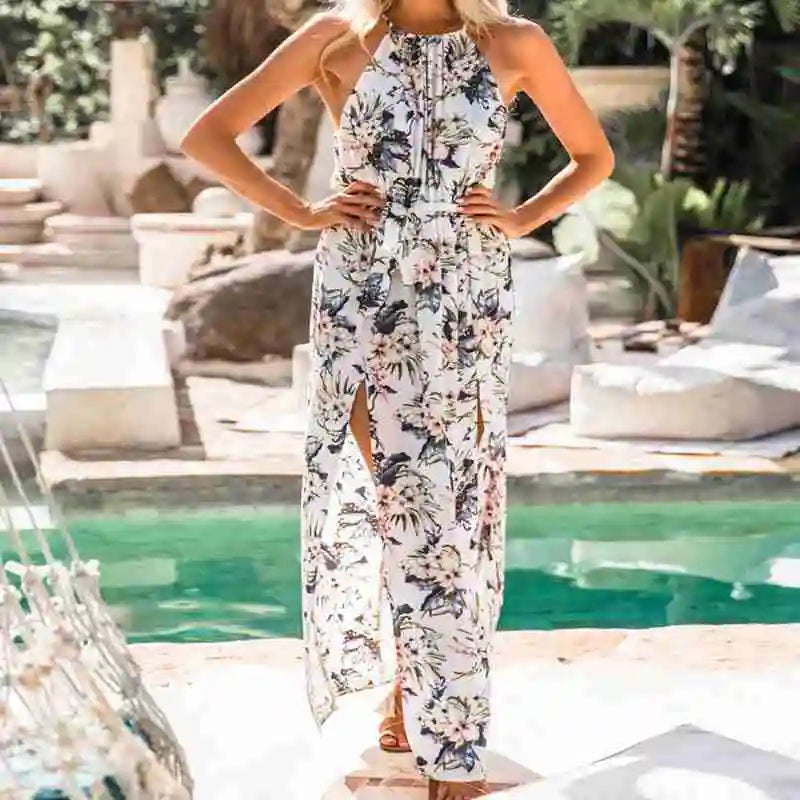 Plażowa sukienka w kwiaty - L