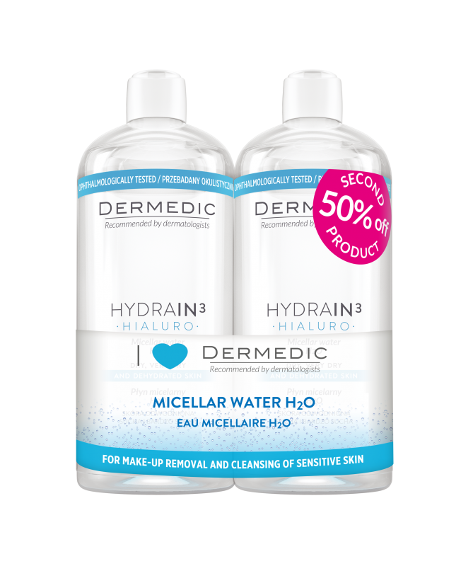 Dermedic Hydrain 3 Płyn micelarny do demakijażu, 2 x 500 ml