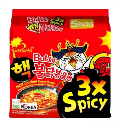 Zestaw Makaron inst. Ramen Buldak 3xSpicy 5 x 140g SamYang