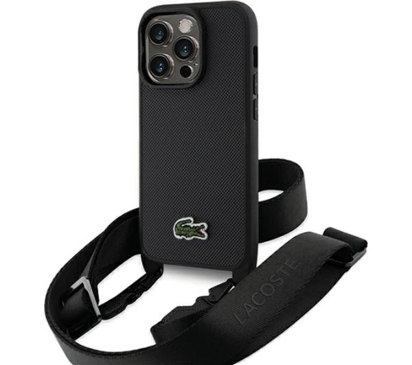 Lacoste LCHCP15XSPVCK Hardcase Iconic Petit Pique Crossbody do iPhone 15 Pro Max Czarny