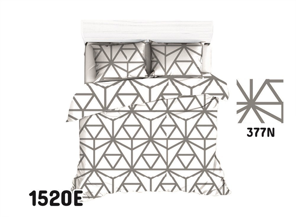 Pościel 200x220 1520E biała szara geometryczna 377N