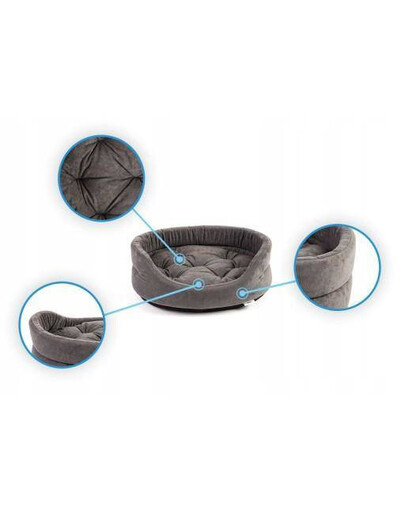 FERA Legowisko dla psa owalne z poduszką 66x55x17 cm szare