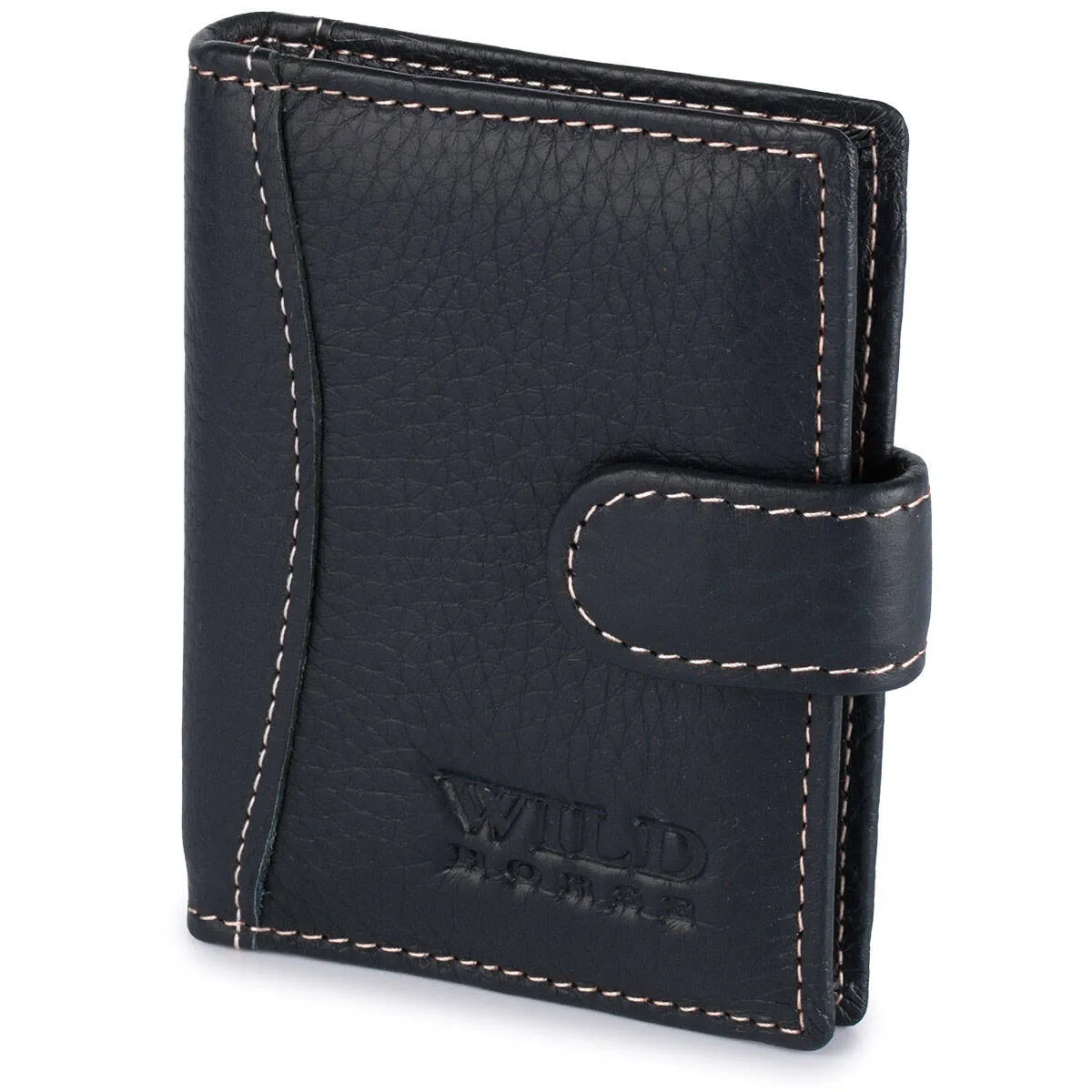 Męski portfel skórzany wizytownik Wild Horse 24 granatowy z białymi akcentami RATY 0% | PayPo | GRATIS WYSYŁKA | ZWROT DO 100 DNI