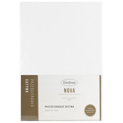 Eurofirany Prześcieradło satynowe białe 220x210 - bez gumki 100% bawełna ef-prze-sat-b-220x210