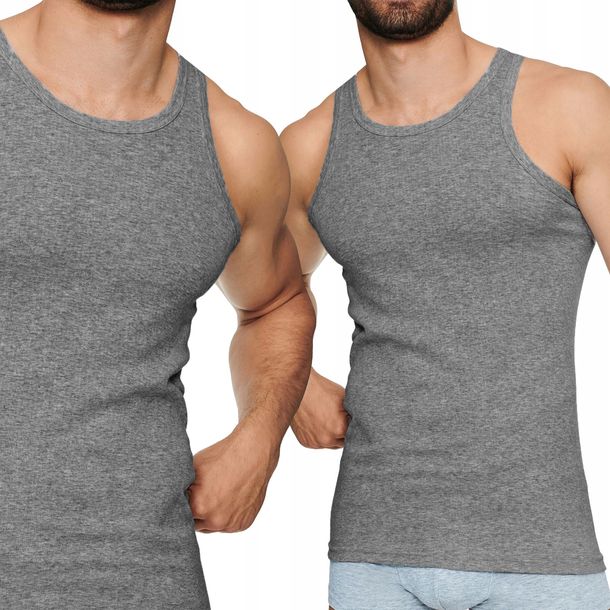 Podkoszulek na ramiączkach PODKOSZULKA MĘSKA - prążek bawełna - XXXL