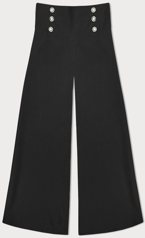 Eleganckie szerokie spodnie damskie czarne (33575) - MADE IN ITALY