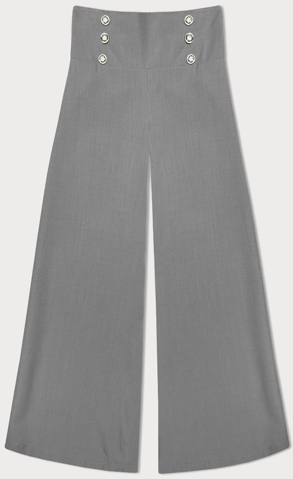 Eleganckie szerokie spodnie damskie szare (33575) - MADE IN ITALY