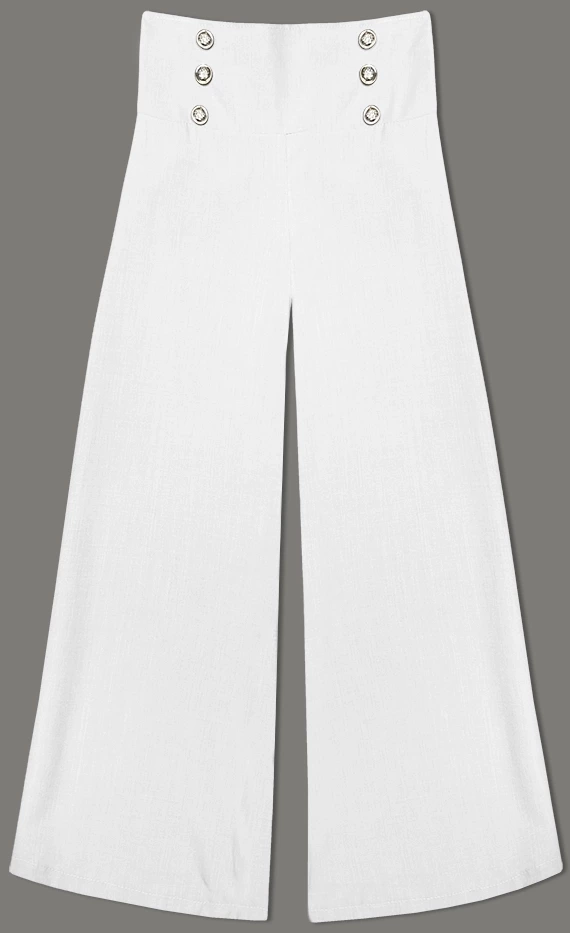 Eleganckie szerokie spodnie damskie białe (33575) - MADE IN ITALY