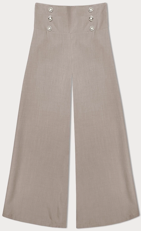 Eleganckie szerokie spodnie damskie ciemny beż (33575) - MADE IN ITALY
