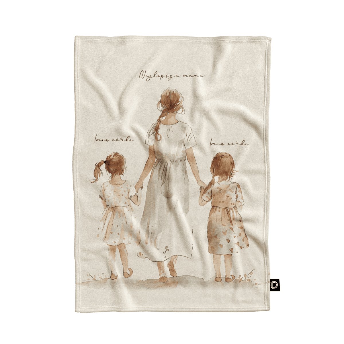 Koc pluszowy dla mamy wzór DM28 | mama i córki 01 80 x 60 cm