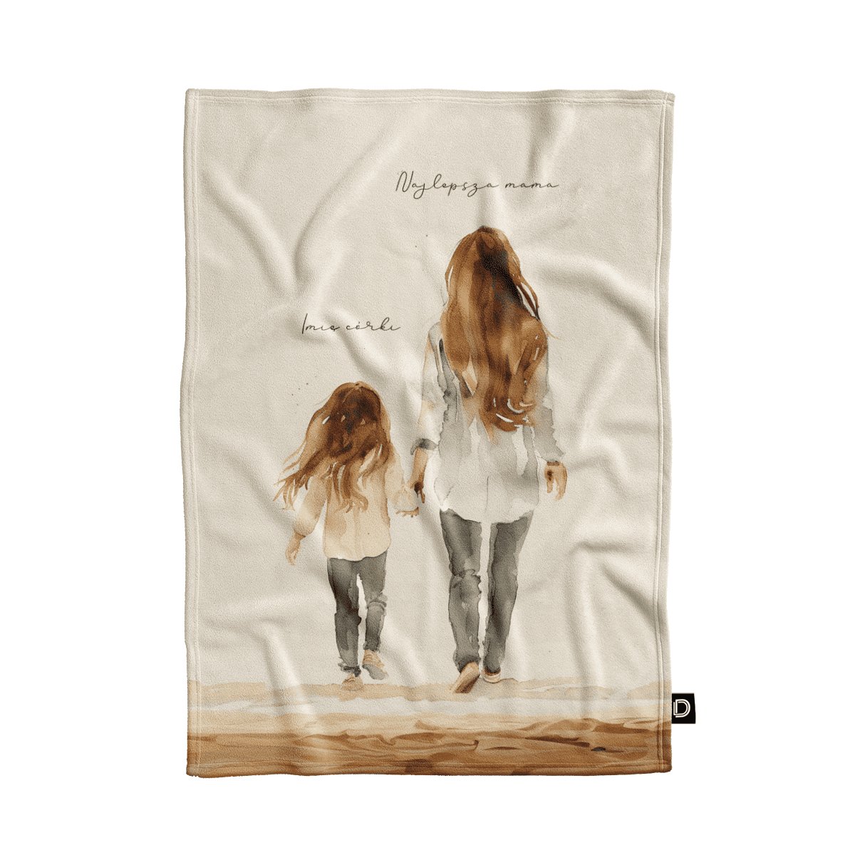 Koc pluszowy dla mamy wzór DM24 | mama i córka 04 80 x 60 cm