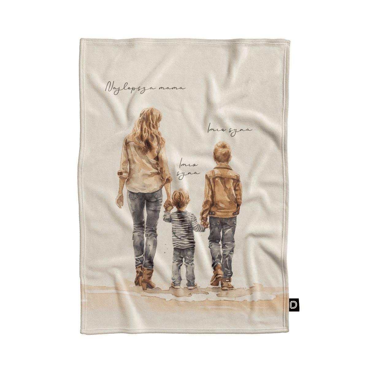 Koc pluszowy dla mamy wzór DM41 | mama i synowie 03 135 x 100 cm