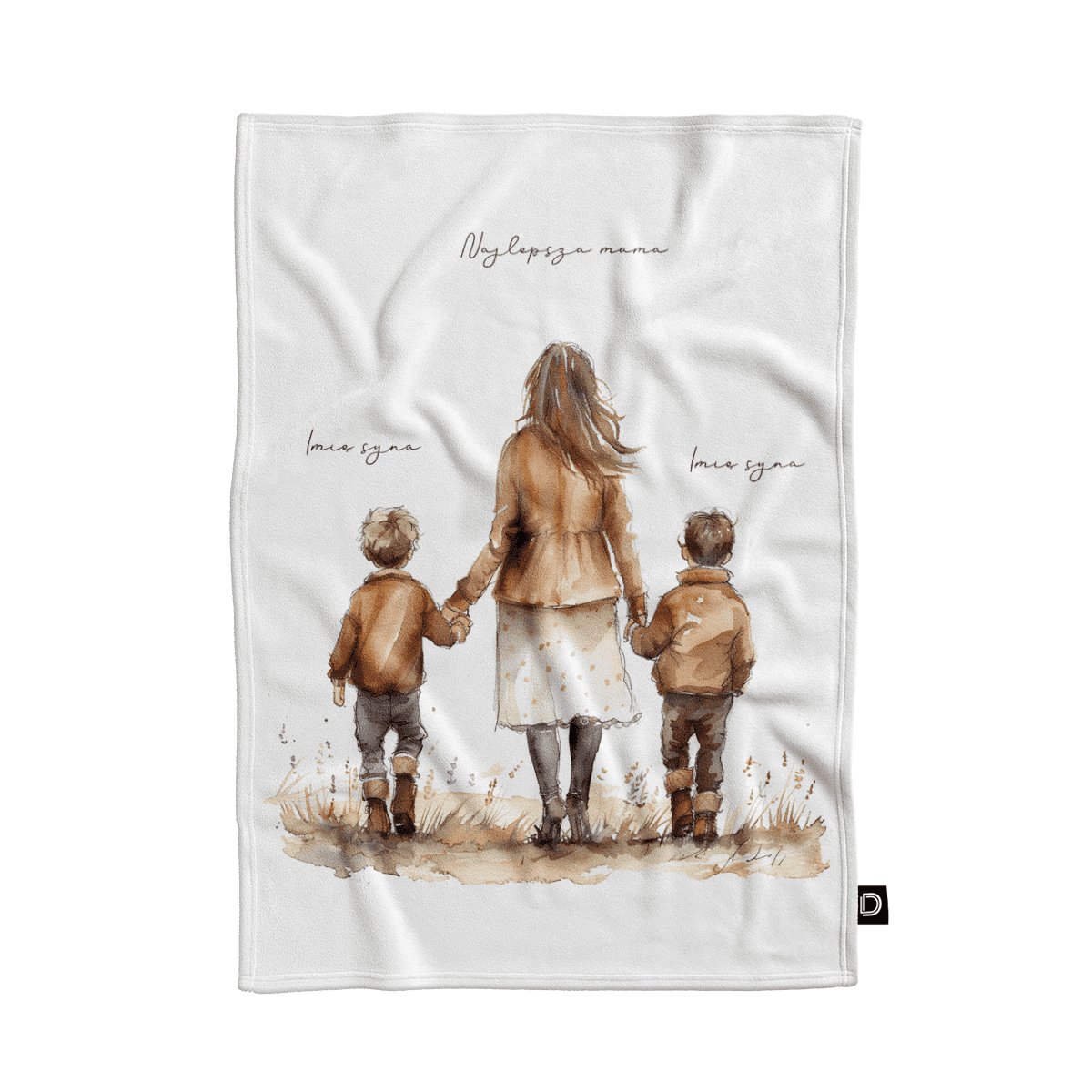 Koc pluszowy dla mamy wzór DM40 | mama i synowie 02 80 x 60 cm