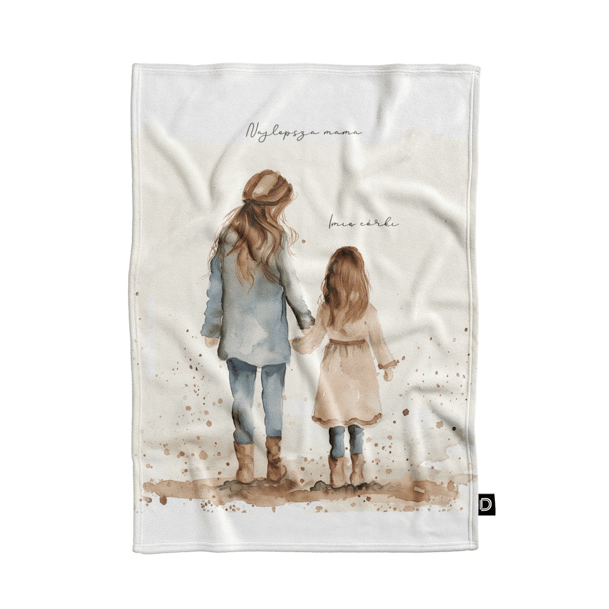 Koc pluszowy dla mamy wzór DM22 | mama i córka 02 80 x 60 cm
