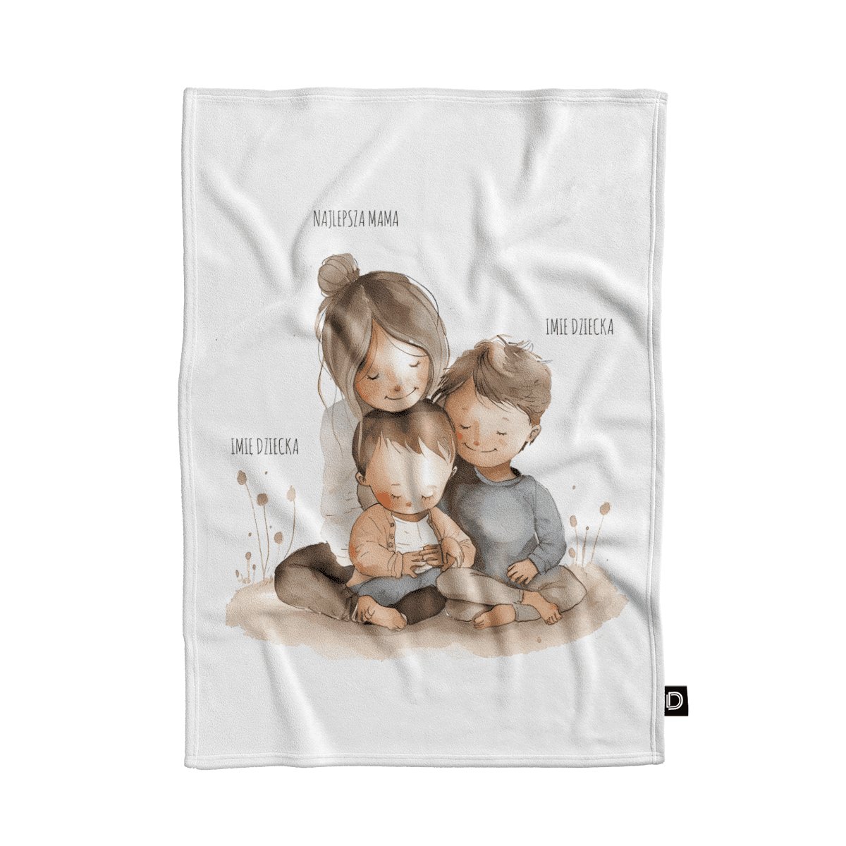 Koc pluszowy dla mamy wzór DM38 | mama i synowie 135 x 100 cm