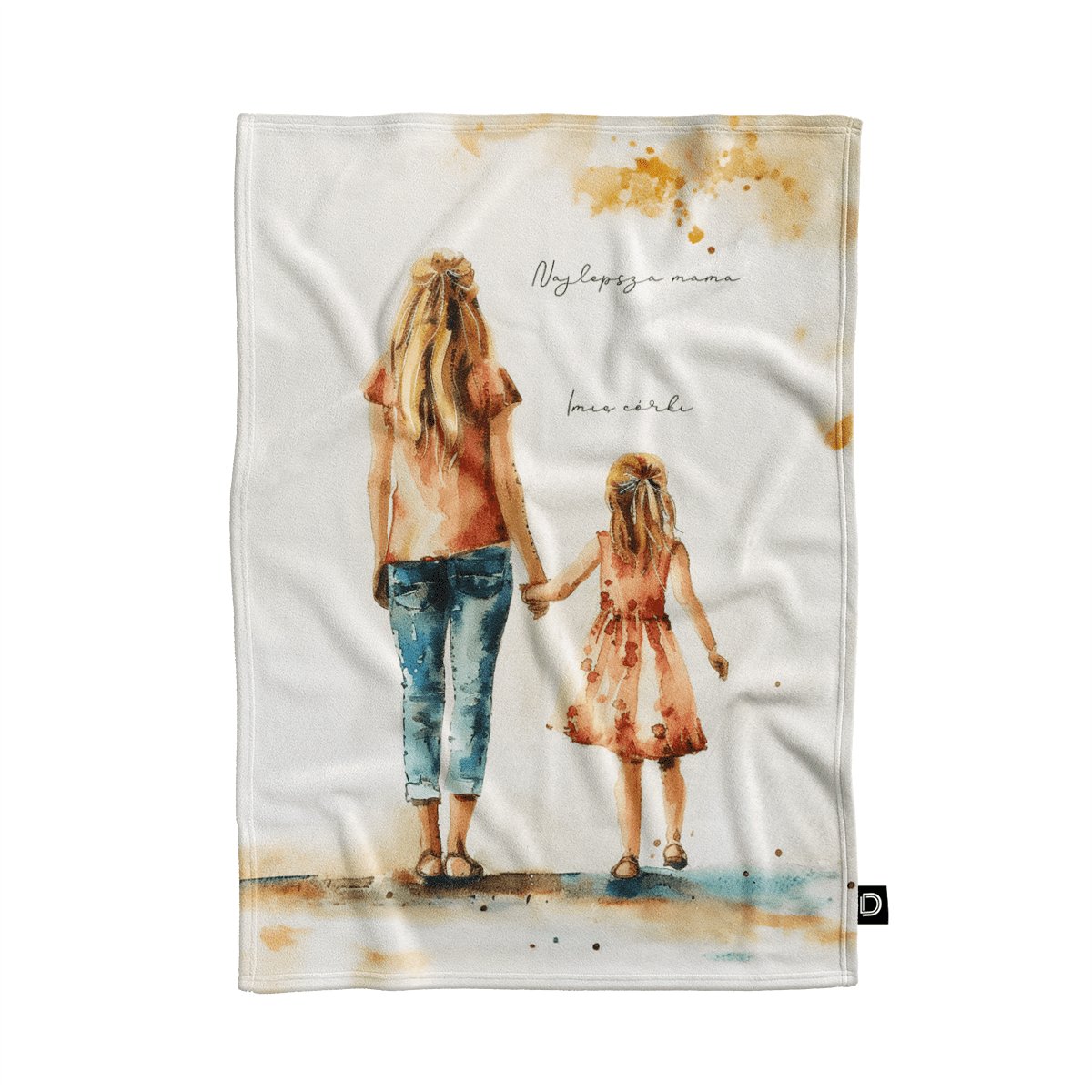 Koc pluszowy dla mamy wzór DM23 | mama i córka 03 80 x 60 cm