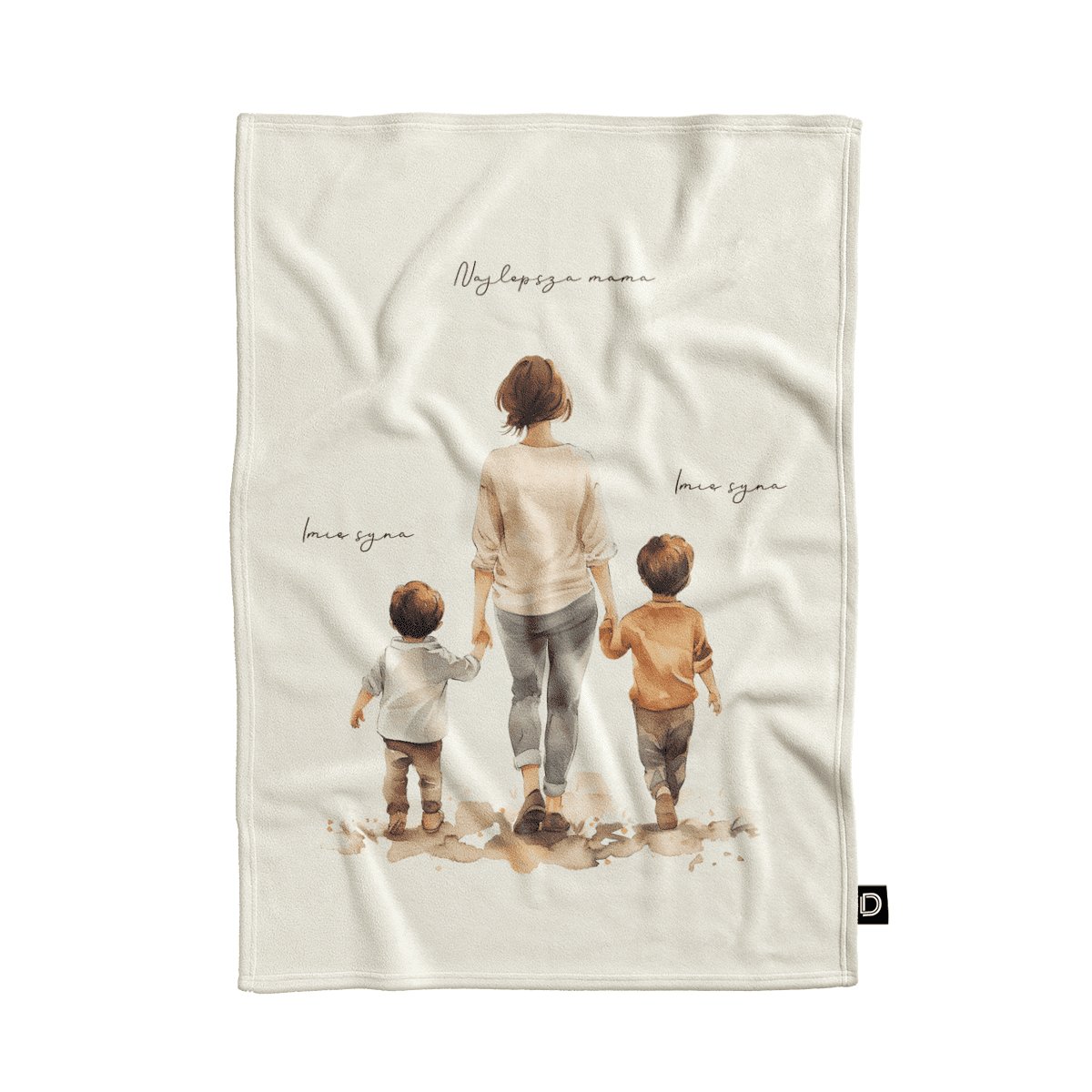 Koc pluszowy dla mamy wzór DM39 | mama i synowie 01 80 x 60 cm