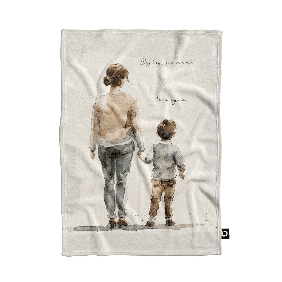 Koc pluszowy dla mamy wzór DM37 | mama i syn 03 135 x 100 cm