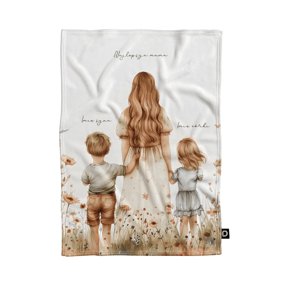 Koc pluszowy dla mamy wzór DM32 | mama z dziećmi 02 150 x 200 cm