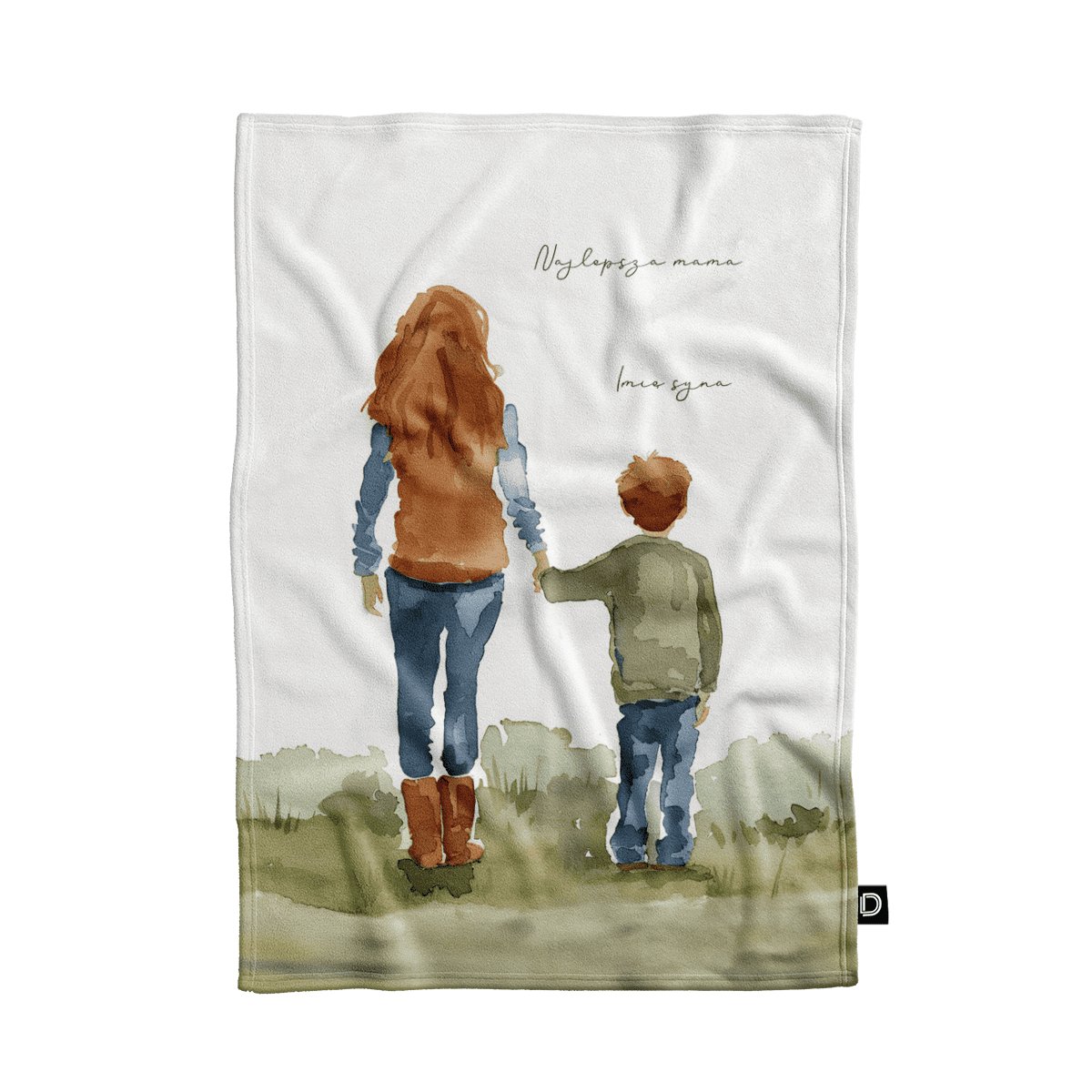 Koc pluszowy dla mamy wzór DM36 | mama i syn 02 80 x 60 cm