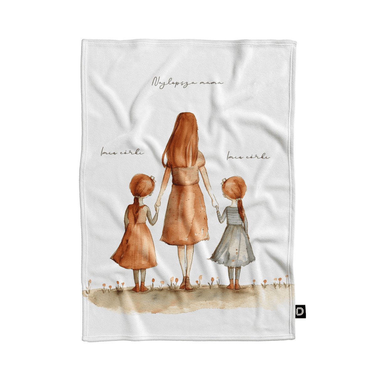 Koc pluszowy dla mamy wzór DM27 | mama i córki 80 x 60 cm