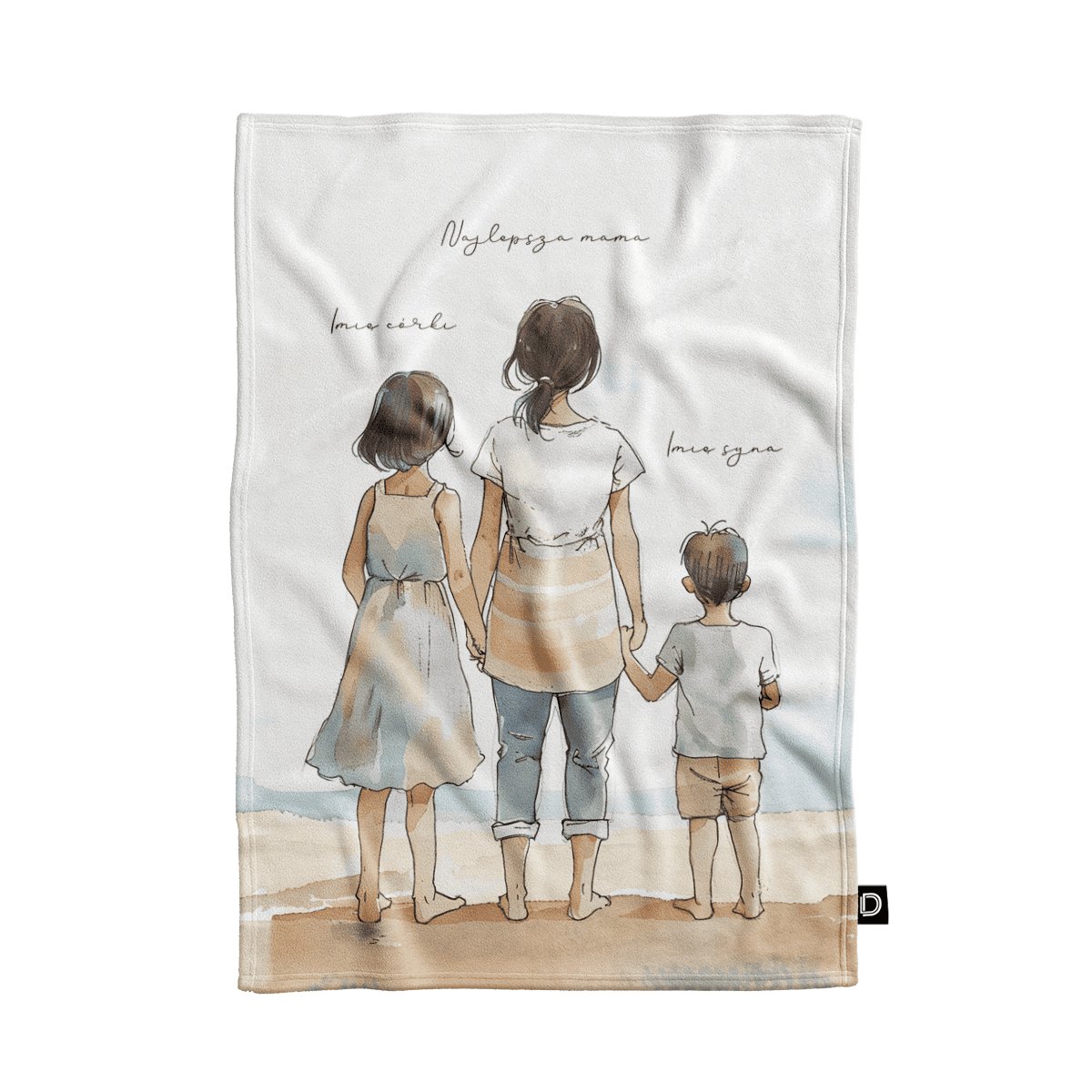 Koc pluszowy dla mamy wzór DM31 | mama z dziećmi 01 135 x 100 cm