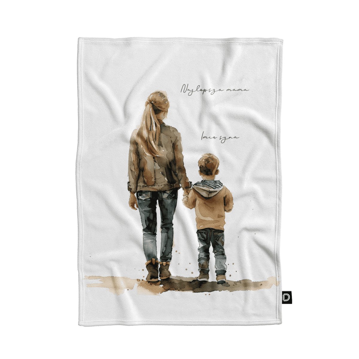 Koc pluszowy dla mamy wzór DM35 | mama i syn 01 80 x 60 cm