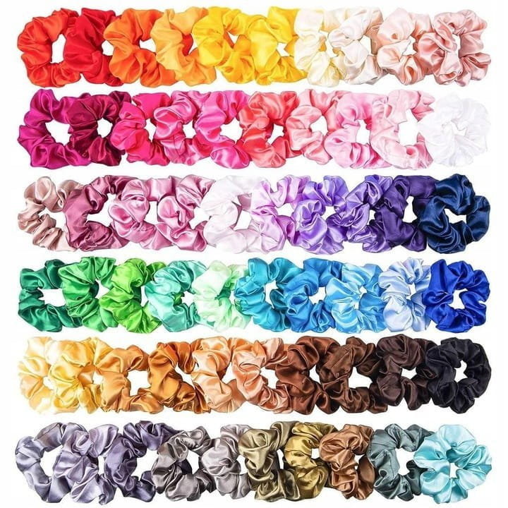 Gumki mocne do włosów wielokolorowe scrunchie satynowe frotki zestaw 60 szt