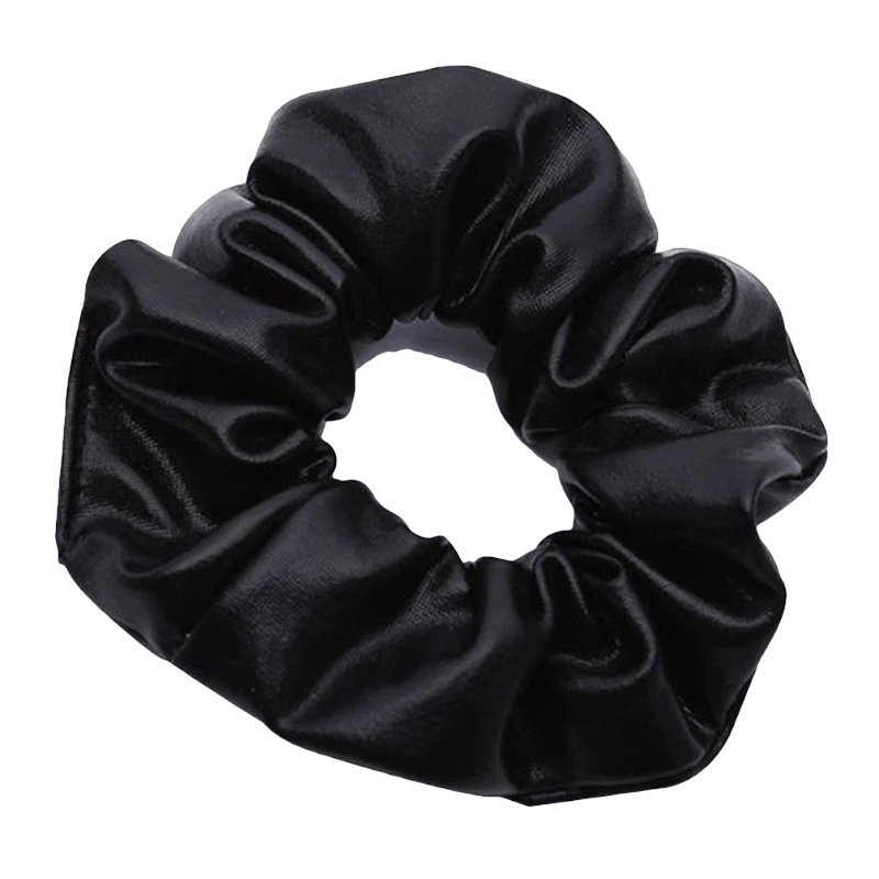 Gumka frotka scrunchie do włosów bez łączeń błyszcząca czarna elegancka