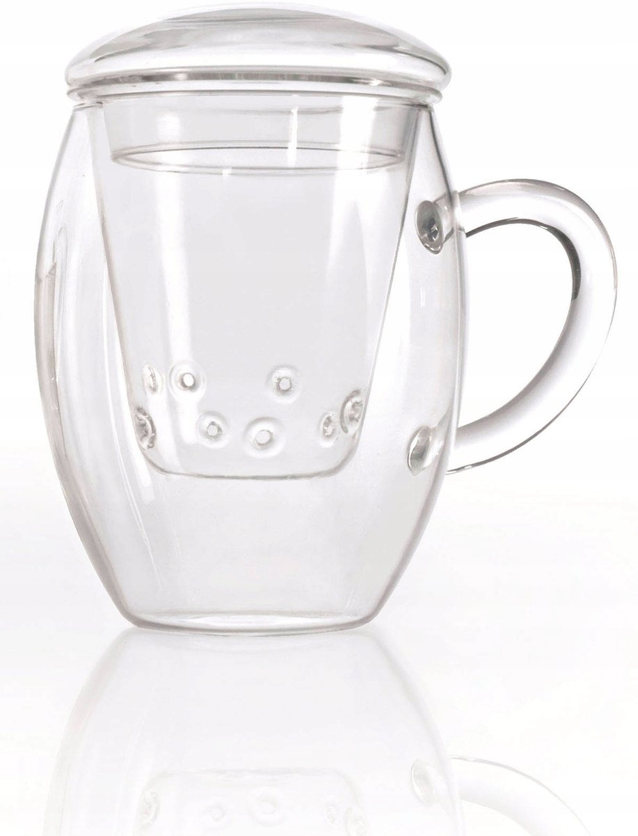 LUX ZAPARZACZ DO HERBATY ZIÓŁ FILIŻANKA ŻAROODPORNA DMUCHANE SZKŁO 400ml CR