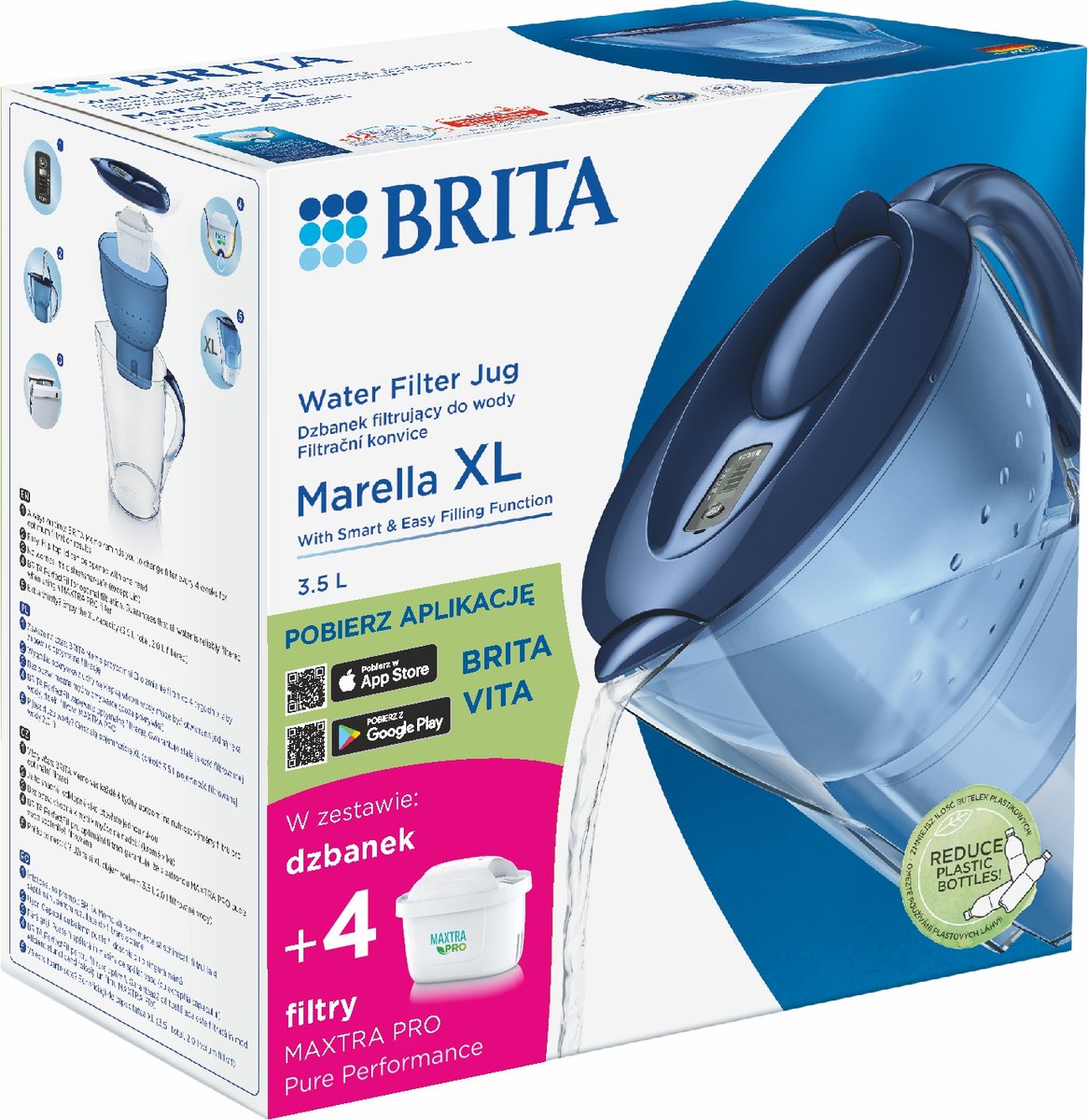 Brita, Dzbanek z filtrem Marella niebieski + 4 MAXTRA PRO Pure Performance