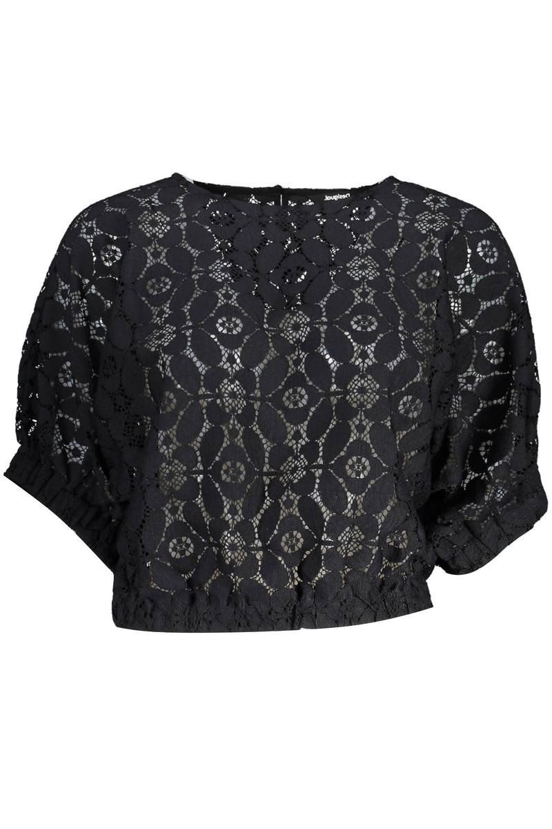 DESIGUAL CZARNY T-SHIRT DAMSKI Z KRÓTKIM RĘKAWEM