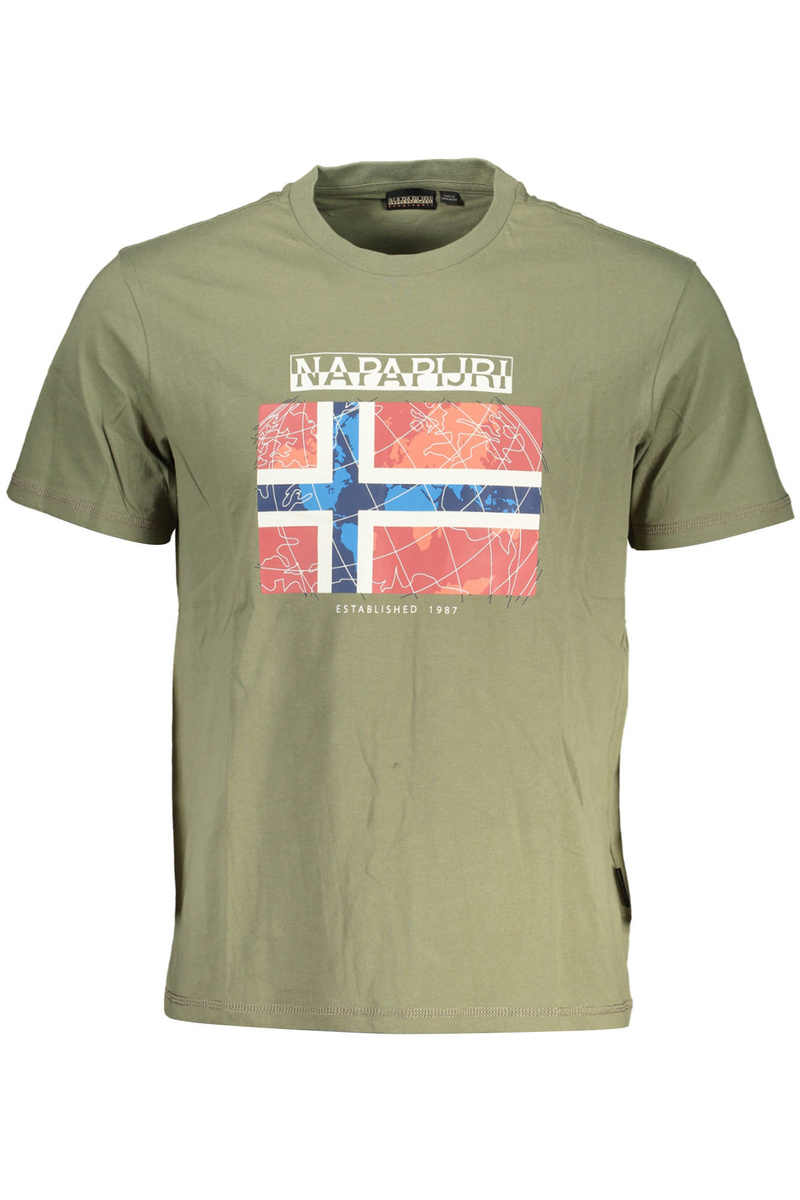 ZIELONY T-SHIRT MĘSKI Z KRÓTKIM RĘKAWEM NAPAPIJRI
