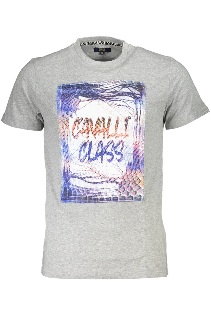 CAVALLI CLASS T-SHIRT Z KRÓTKIM RĘKAWEM MĘSKI SZARY