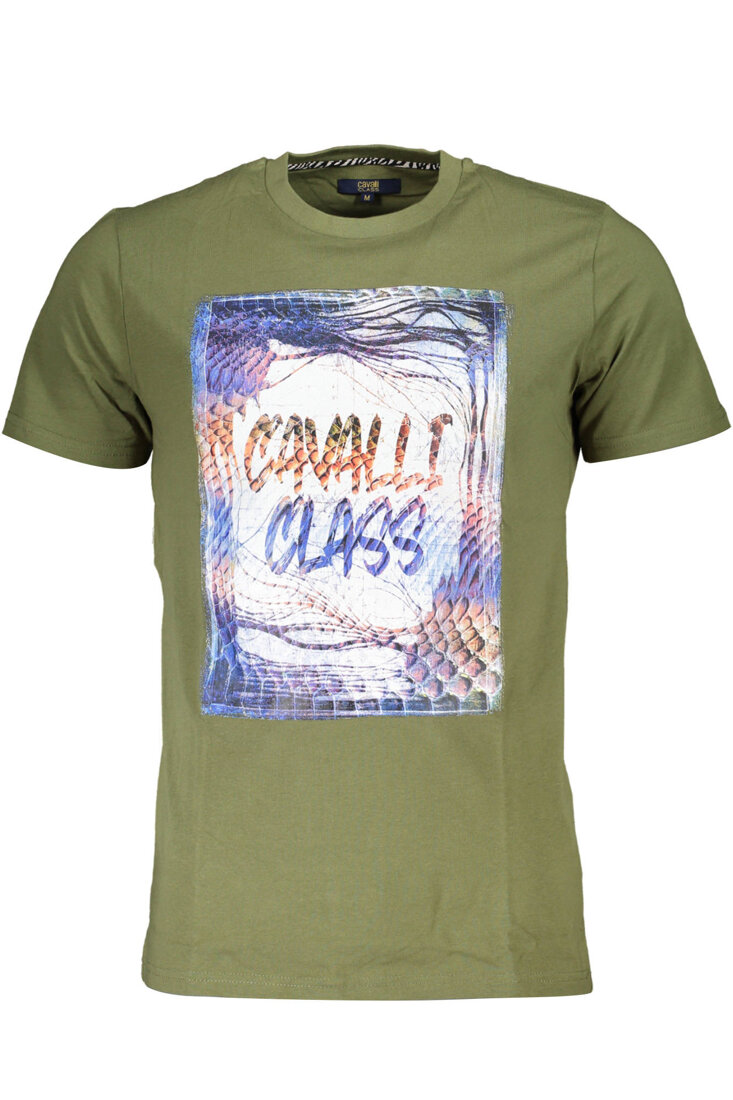 CAVALLI CLASS T-SHIRT DŁUGI RĘKAW KRÓTKI RĘKAW T-SHIRT MĘSKI ZIELONY