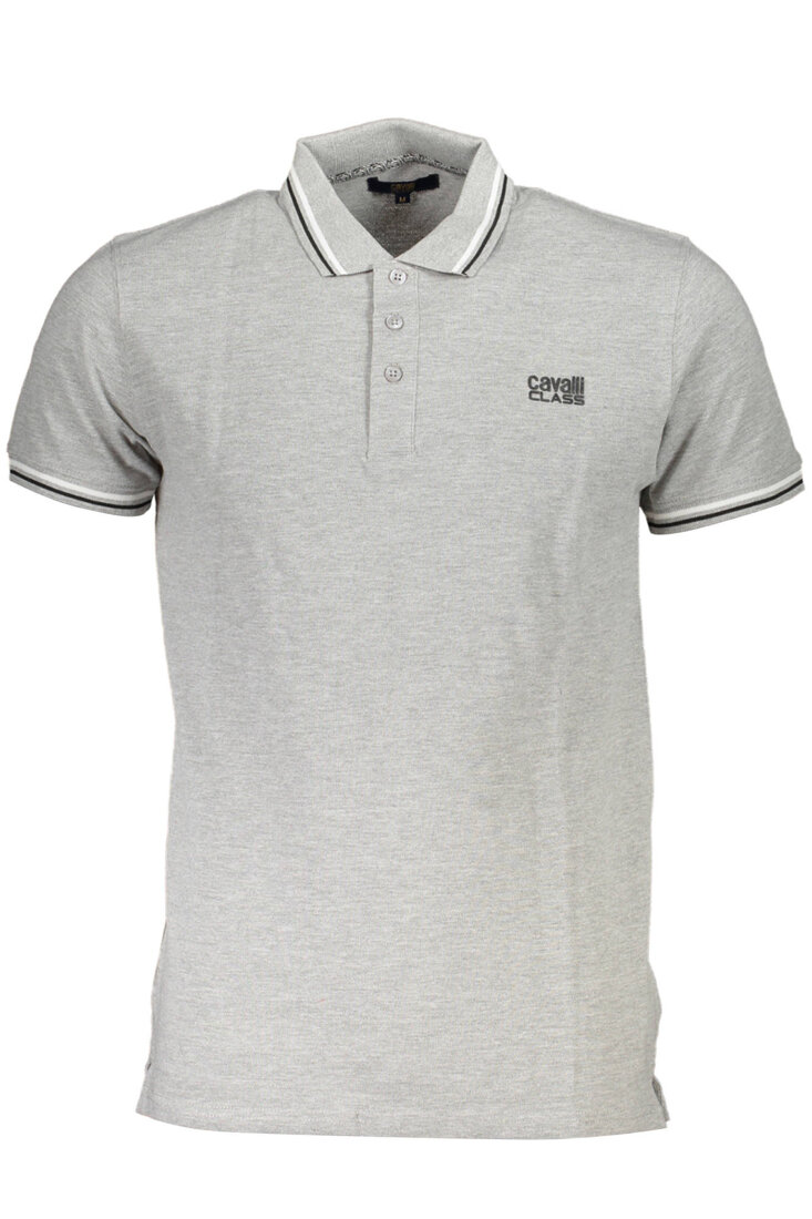 CAVALLI CLASS POLO Z KRÓTKIM RĘKAWEM, MĘSKIE, SZARE