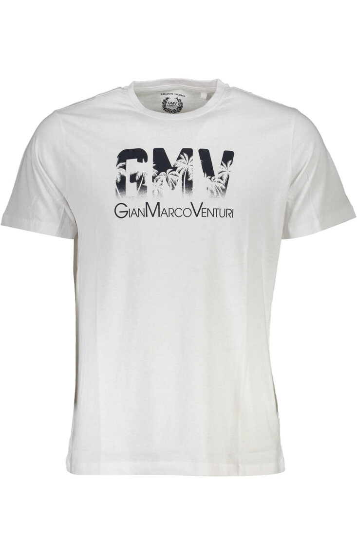GIAN MARCO VENTURI MĘSKI T-SHIRT Z KRÓTKIM RĘKAWEM, BIAŁY