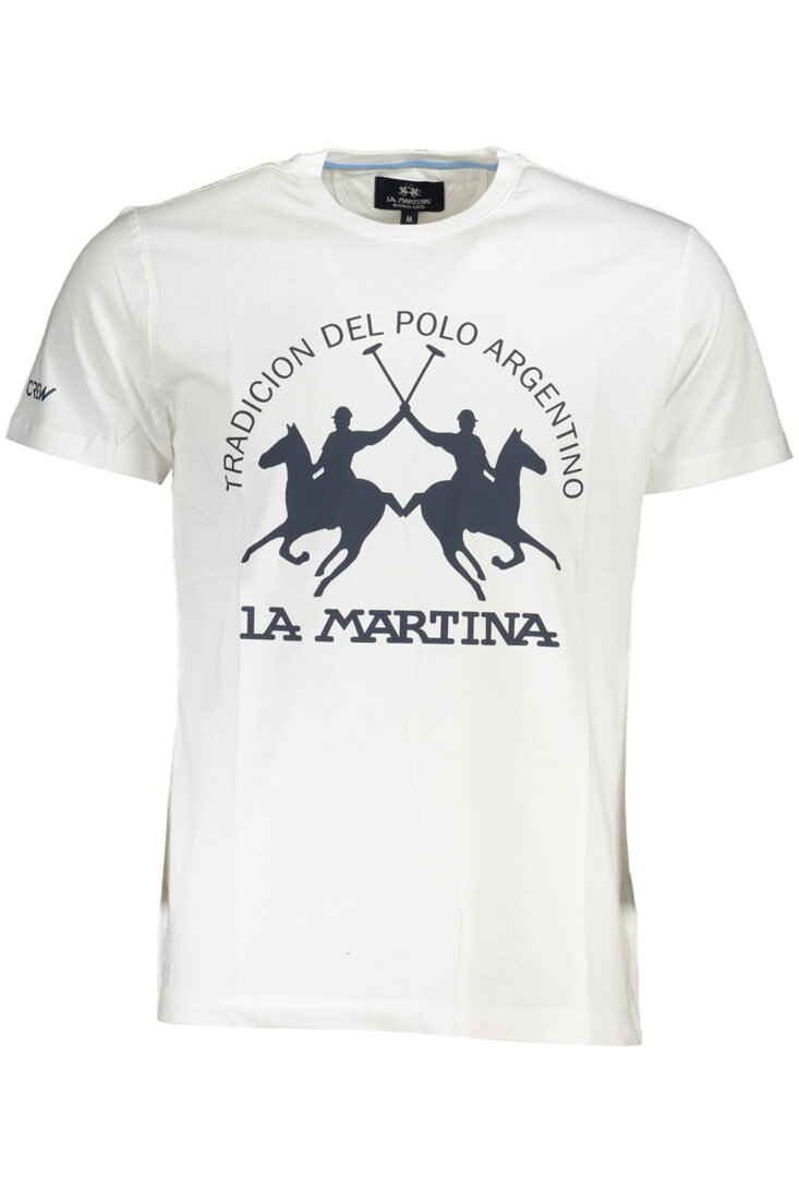 LA MARTINA BIAŁY MĘSKI T-SHIRT Z KRÓTKIM RĘKAWEM