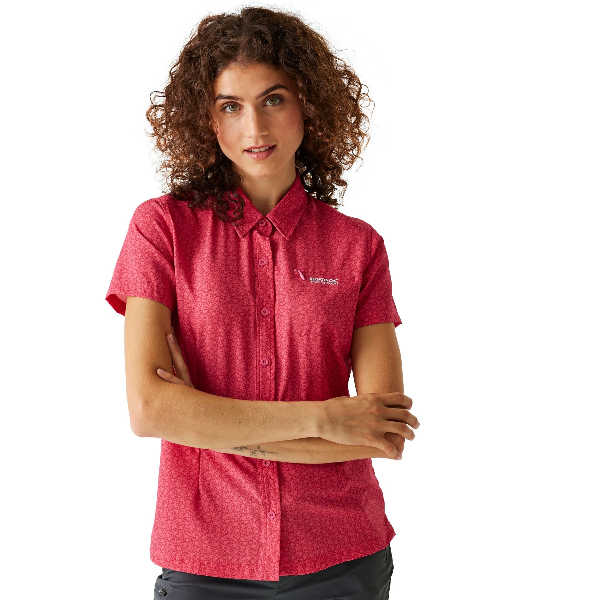 Regatta Damska Koszula z Krótkim Rękawem Travel Packaway Różowy, Rozmiar: 36