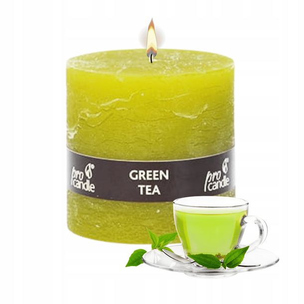 Świeczka Dekoracyjna 10h Walec Pro Candle Zielona Herbata Wiosenna Na Stół