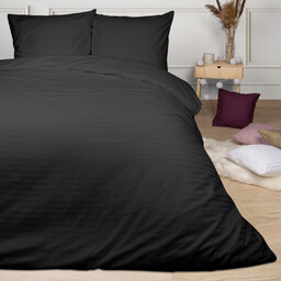 Darymex Pościel satynowa 200x220 czarna pasy jednobarwna Cizgili adamaszkowa