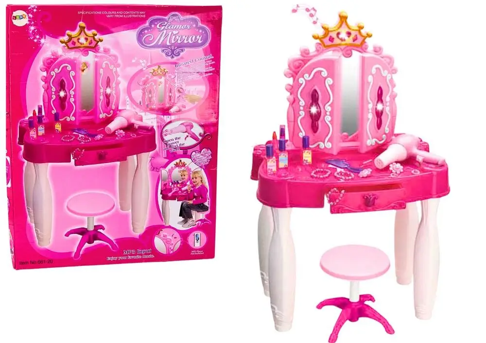 Toaletka sterowana różdżką MP3 + akcesoria różowa - Leantoys