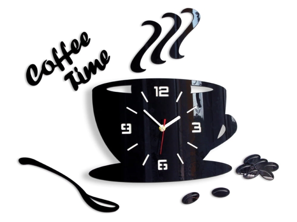 Zegar ścienny Coffe Time 3D Black