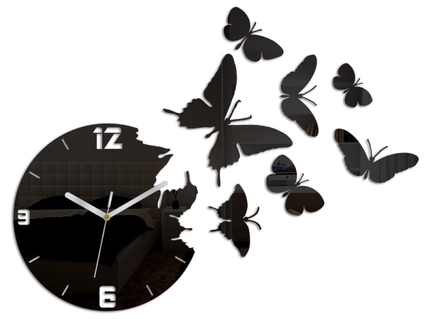 Zegar ścienny Butterfly Black