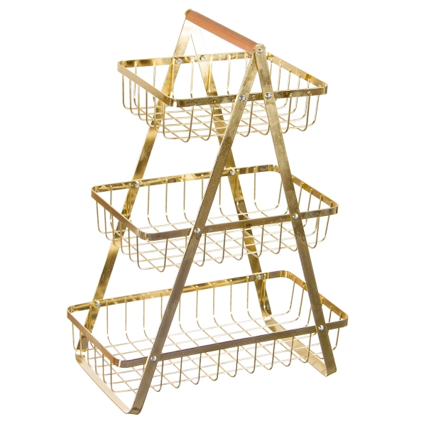 KOSZYK PIĘTROWY NA OWOCE ZŁOTY PATERA 3428