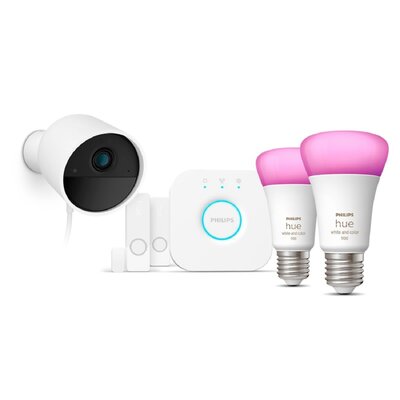 Zestaw startowy PHILIPS HUE Secure (kamera, 2 czujniki, 2 żarówki, mostek)