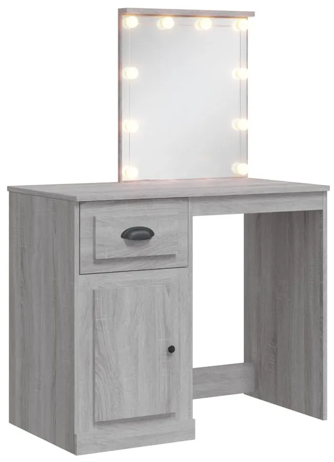 Toaletka z podświetlanym lustrem z lampkami szary dąb sonoma B5-W47