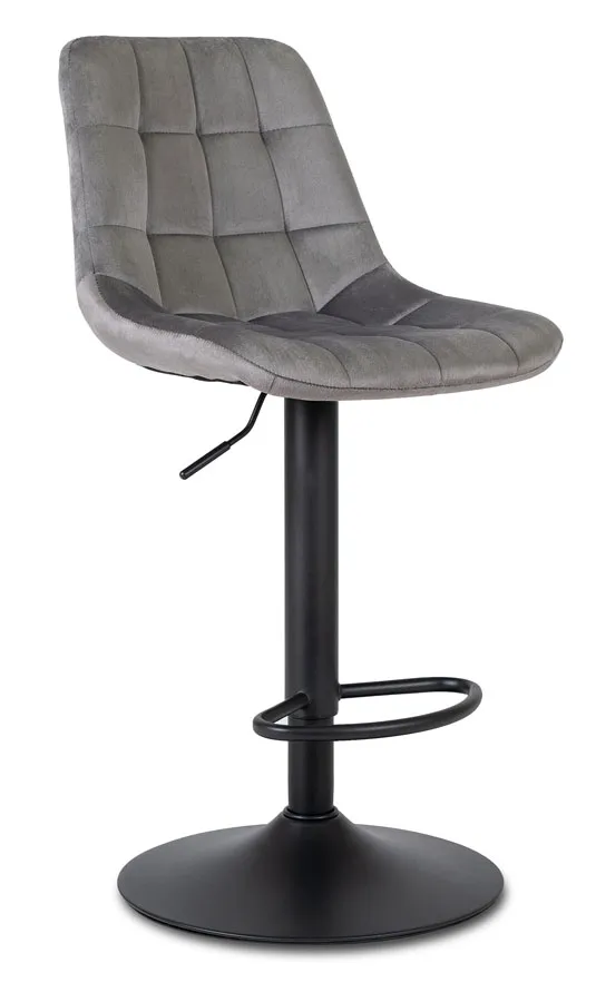 Szary tapicerowany hoker z oparciem - Sarisa